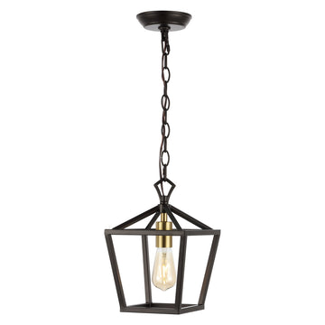 Oslin 8" Vintage Farmhouse Iron Chain Pagoda LED Pendant